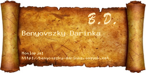 Benyovszky Darinka névjegykártya